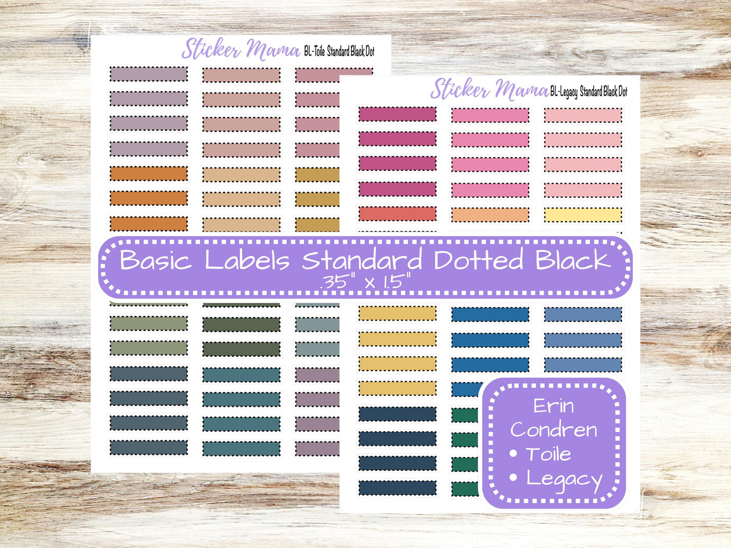 Basic Labels Standard White Dotted Black | Erin Condren Toile | Erin Condren Legacy