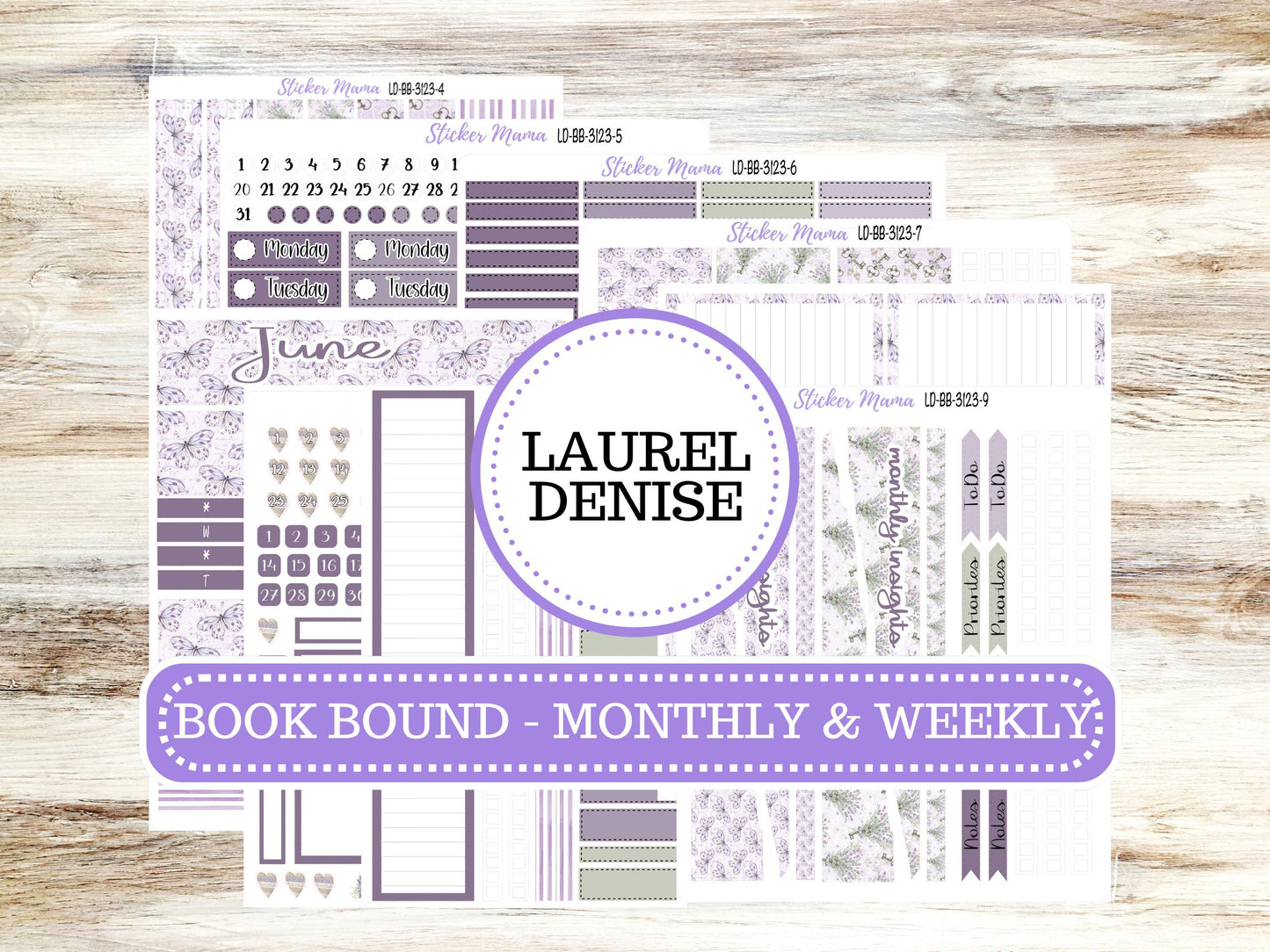 LAUREL DENISE BOOK BOUND Week+Month Planner Kit #3123 || Lavender Lust || Laurel Denise Kit || Laurel Denise Stickers || Bookbound April 25