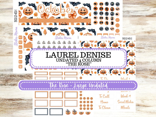 LD "The Rose" - Large Undated || 4 COLUMN Undated (formerly project undated). Planner Kit #3102|| Pumpkin Town || Aug 25