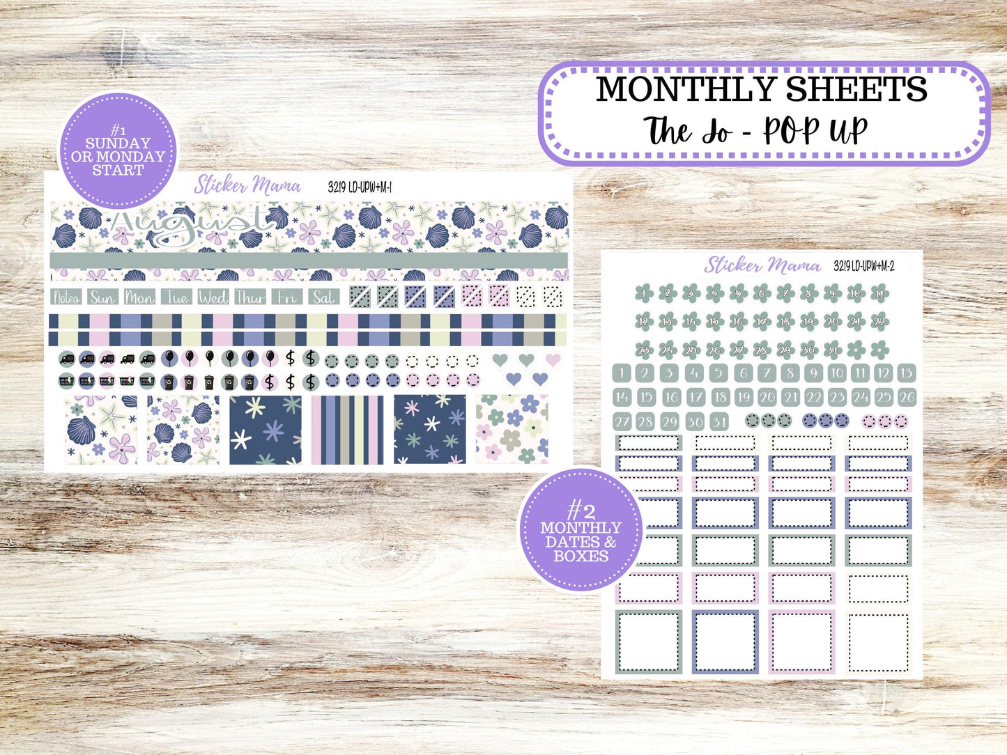 Laurel Denise Jo Planner Sticker Kit | Pop-up Week+Month | August 3219 Tropical Trinkets | 5-26