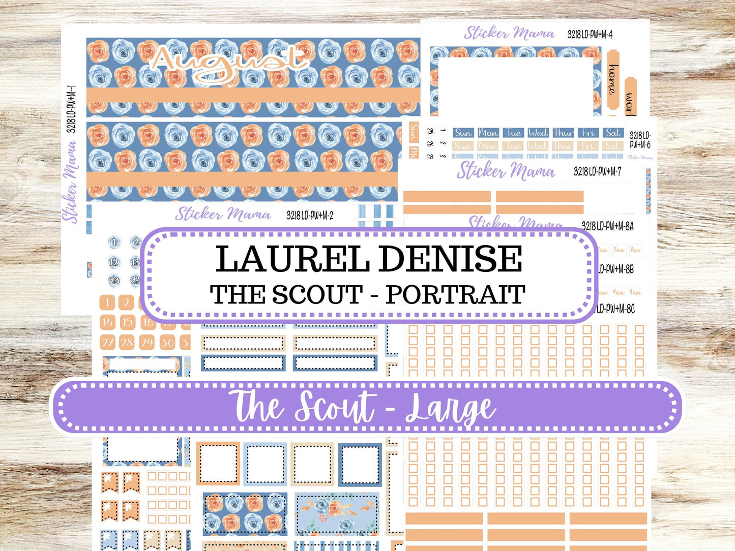 Laurel Denise Large Scout Planner Sticker Kit | Portrait Weekly + Monthly | August Blossom Breeze 3218 | 5-26