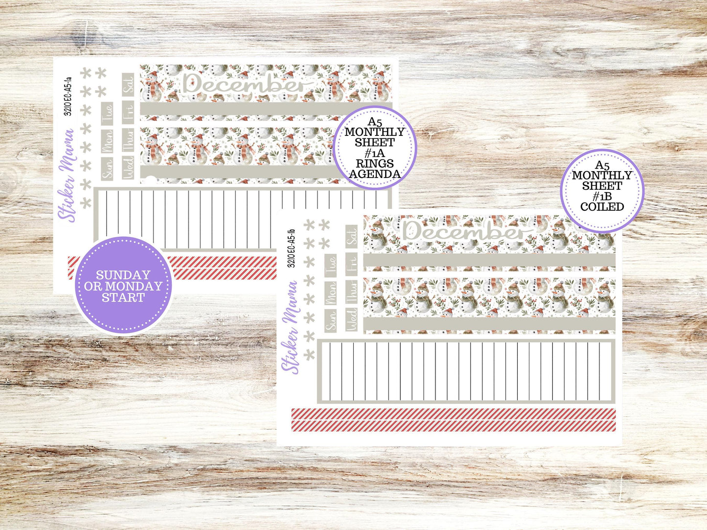 ERIN CONDRE Monthly Kit-3210 || A5 || Frosty Friends Stickers  || - ec December Monthly Kit - Monthly Planner Kits - Monthly Budget