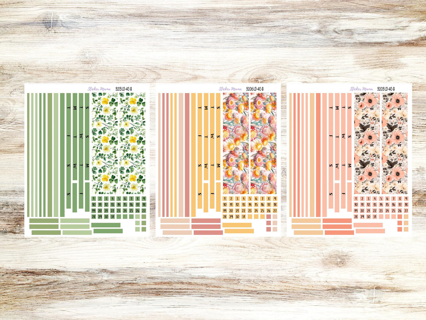 Banner Set || Laurel Denise Large Rose || 4 Column || Monthly Header Kit