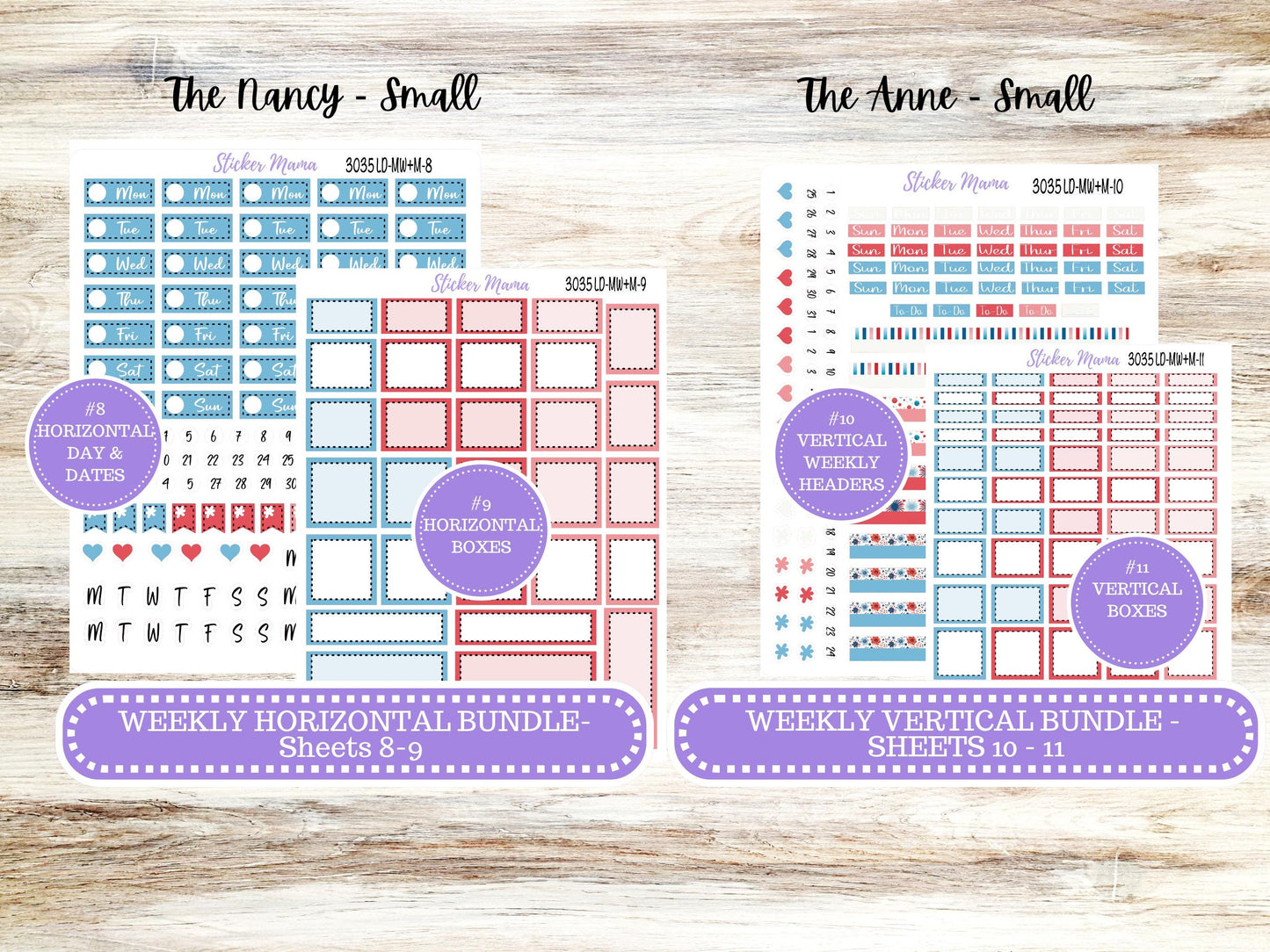 Laurel Denise Small Anne and Nancy Planner Sticker Kit | July American Dream 3035 | 4-26