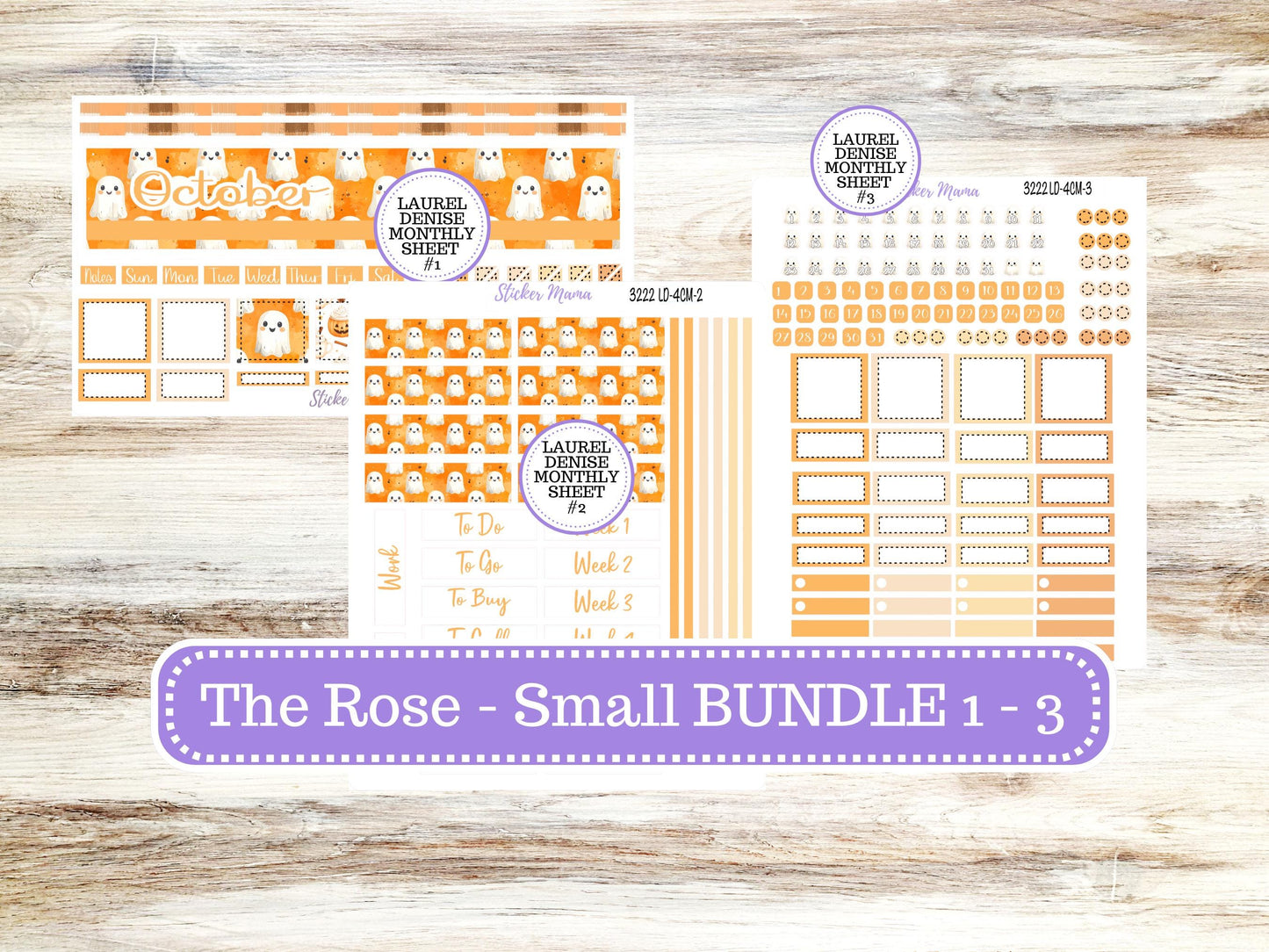 Laurel Denise Small Rose Planner Sticker Kit | 4 Column Mini | Project Mini  | October Cozy Ghost 3222 | 7-26