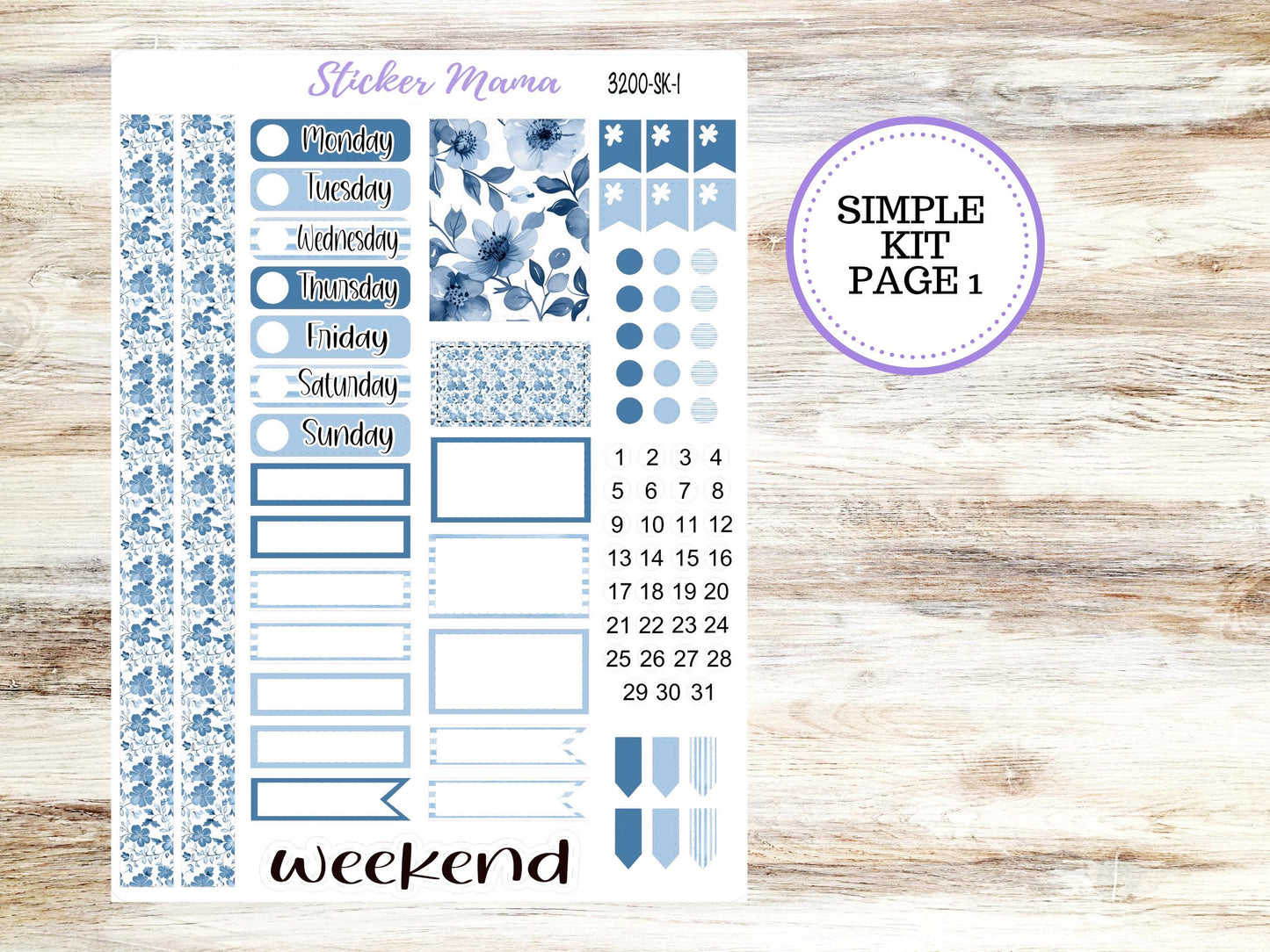 SIMPLE KIT  || #3200 || Cool Blue || Any Kind Planner || Planner Stickers || Planner Stickers