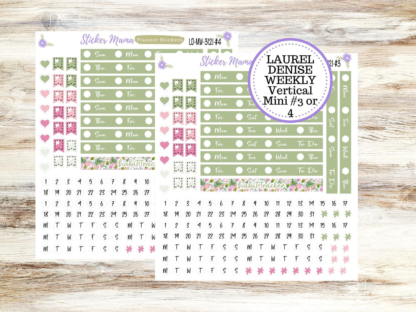 LAUREL DENISE MINI Planner Kit #3121 || Laurel Denise Kit || Laurel Denise Stickers || Laurel Denise Horizontal Vertical || Easter Petals