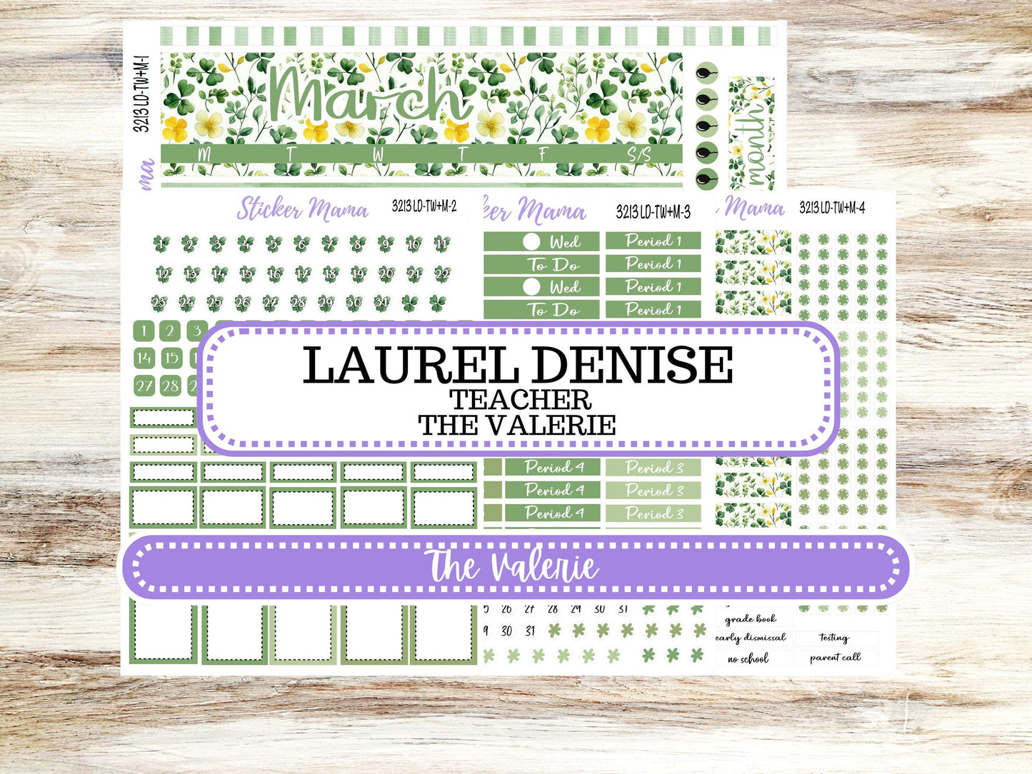 LD "The Valerie" || TEACHER Week + Month Planner Kit #3213 || March Lucky Blossom || Laurel Denise Teacher Planner | 11-25