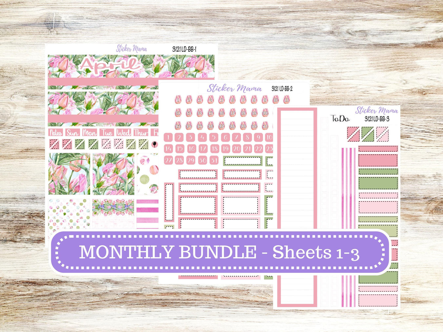 LD BOOK-BOUND Planner Kit #3121 || The Mae || The Kristy || Bookbound || April Easter Petals Laurel Denise Sticker Kit ||  12-25