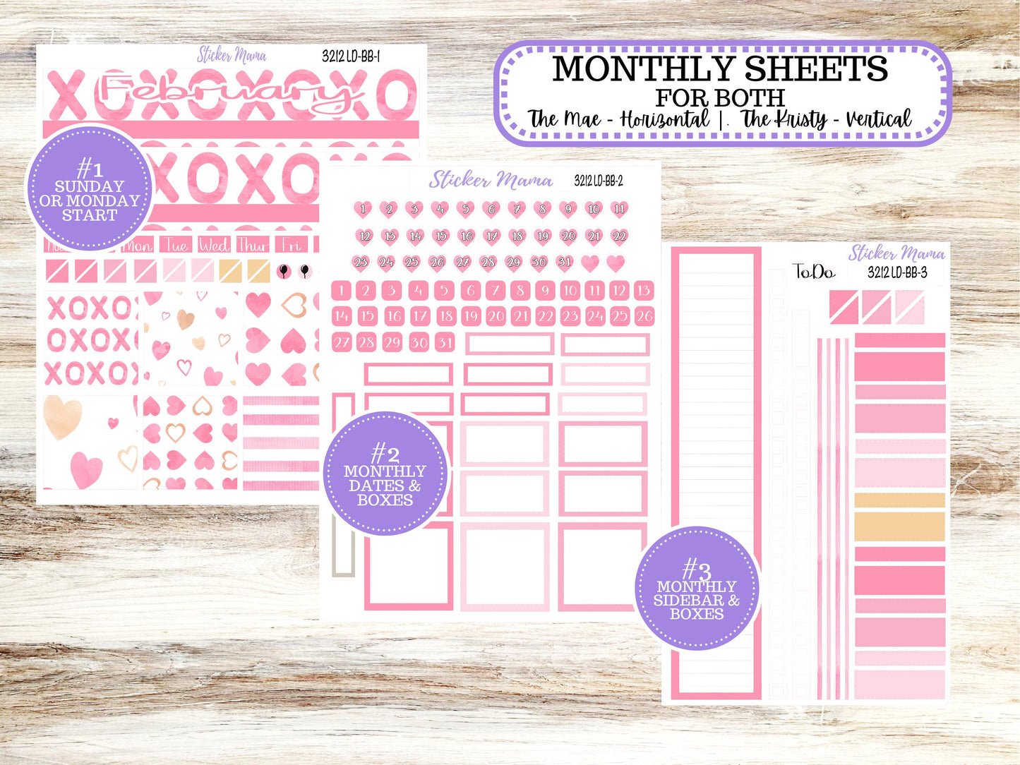 LD BOOK-BOUND Planner Kit #3212 || The Mae || The Kristy || Love Notes || February Laurel Denise Sticker Kit ||  10-25