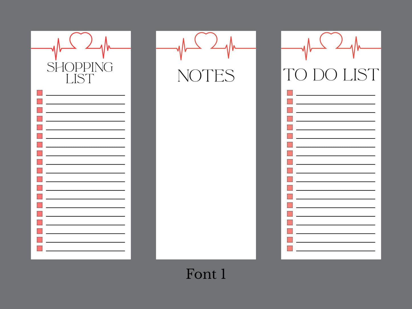Nurses Heart Notepads | Set of Three | 3.5 x 8 | To Do List | Shopping List | Notes