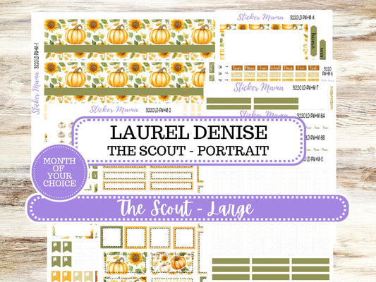 Laurel Denise Large Scout Planner Sticker Kit | Portrait Weekly + Monthly | Month of your Choice Fall | 3220 Sunflower Harvest | 6-26