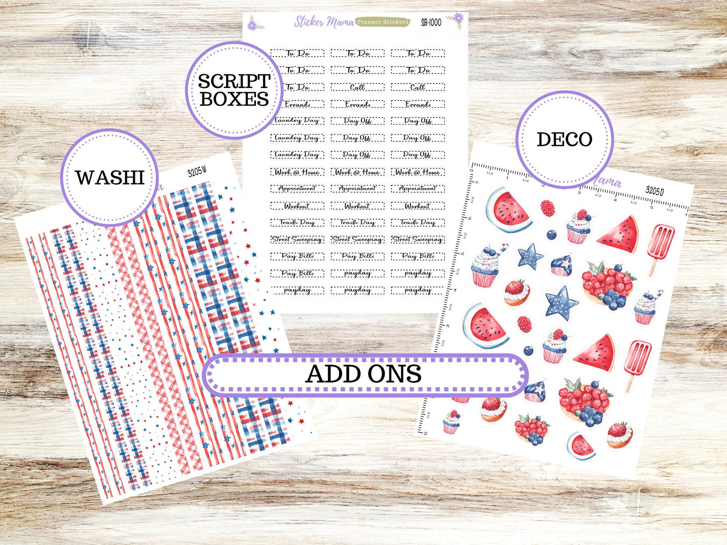 Laurel Denise Large Rose Planner Sticker Kit | 4-COLUMN (formerly project) | July Patriotic Festivities 3205 | 4-26