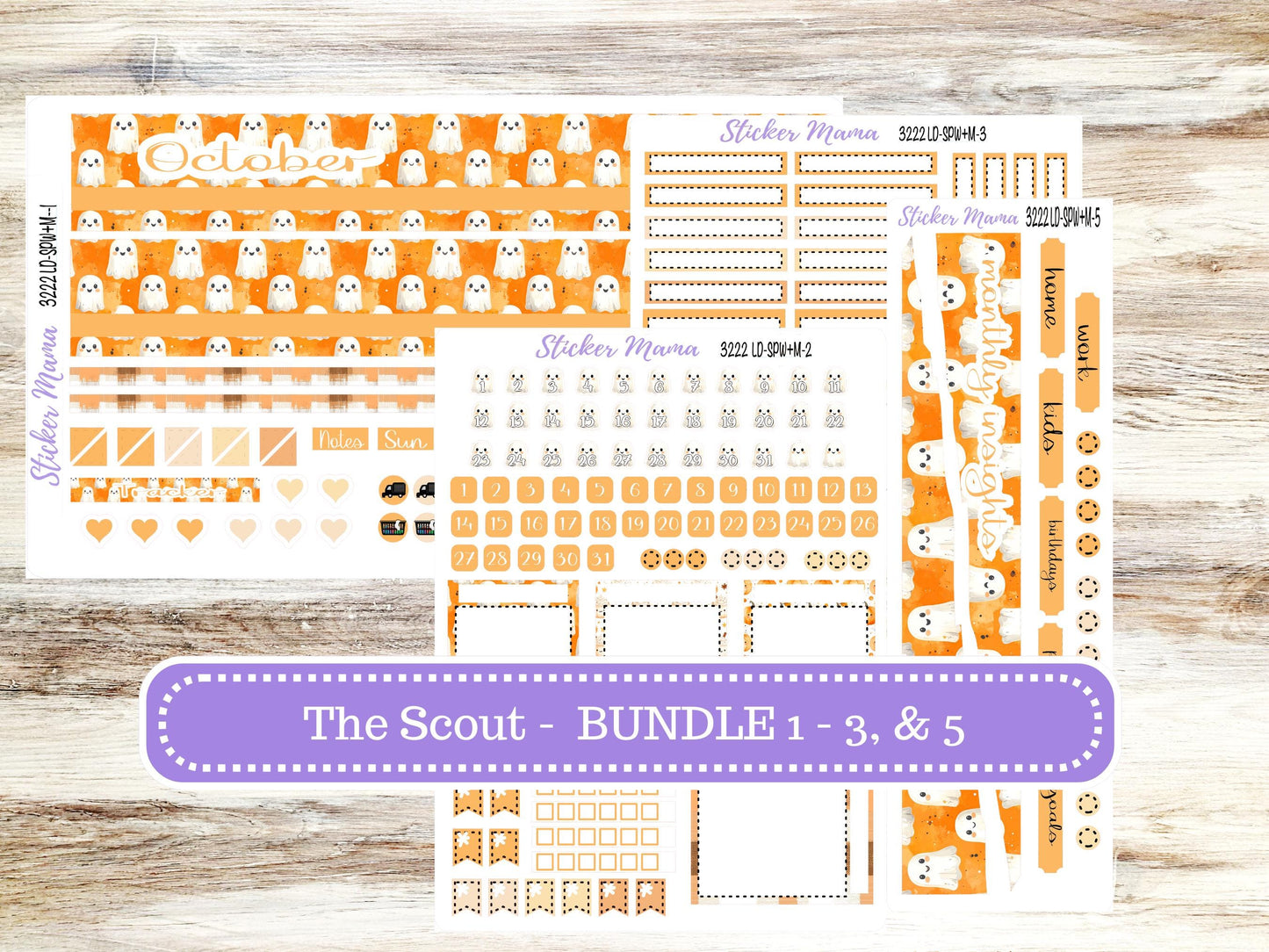 Laurel Denise Small Scout Planner Sticker Kit | Portrait Weekly + Monthly | October Cozy Ghost 3222 | 7-26