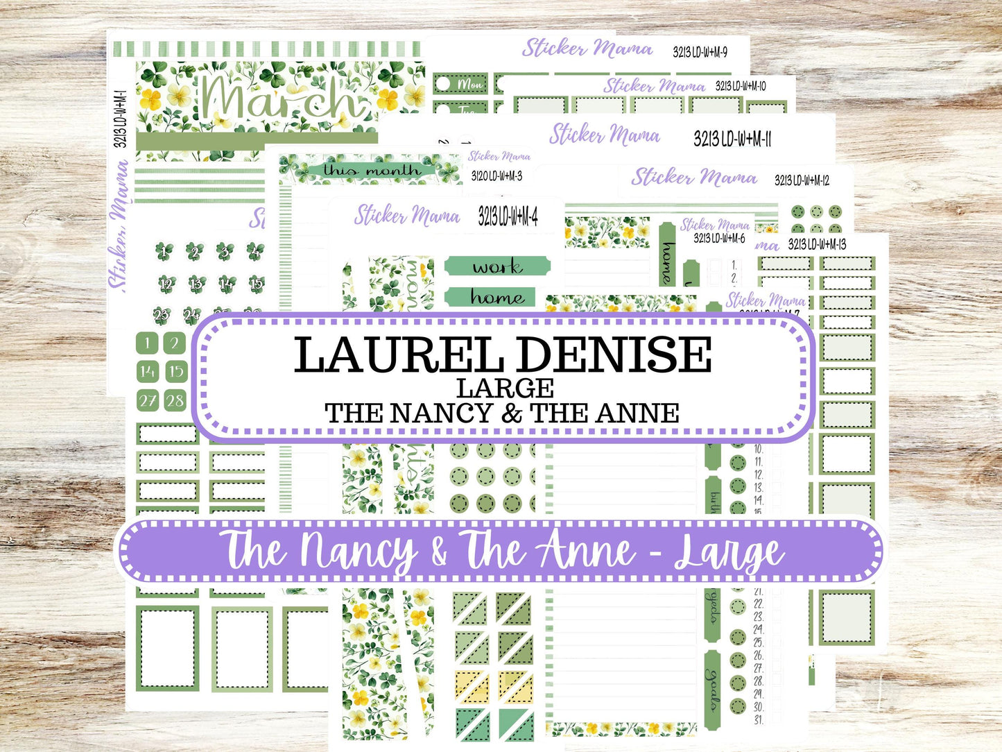 LD “The Nancy & Anne” Large || Week + Month PLANNER Monthly Kit #3213 || Horizontal Vertical Kit || March Lucky Blossom || 10-25