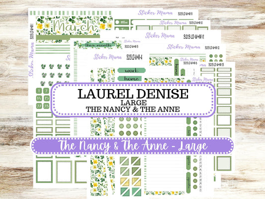LD “The Nancy & Anne” Large || Week + Month PLANNER Monthly Kit #3213 || Horizontal Vertical Kit || March Lucky Blossom || 10-25