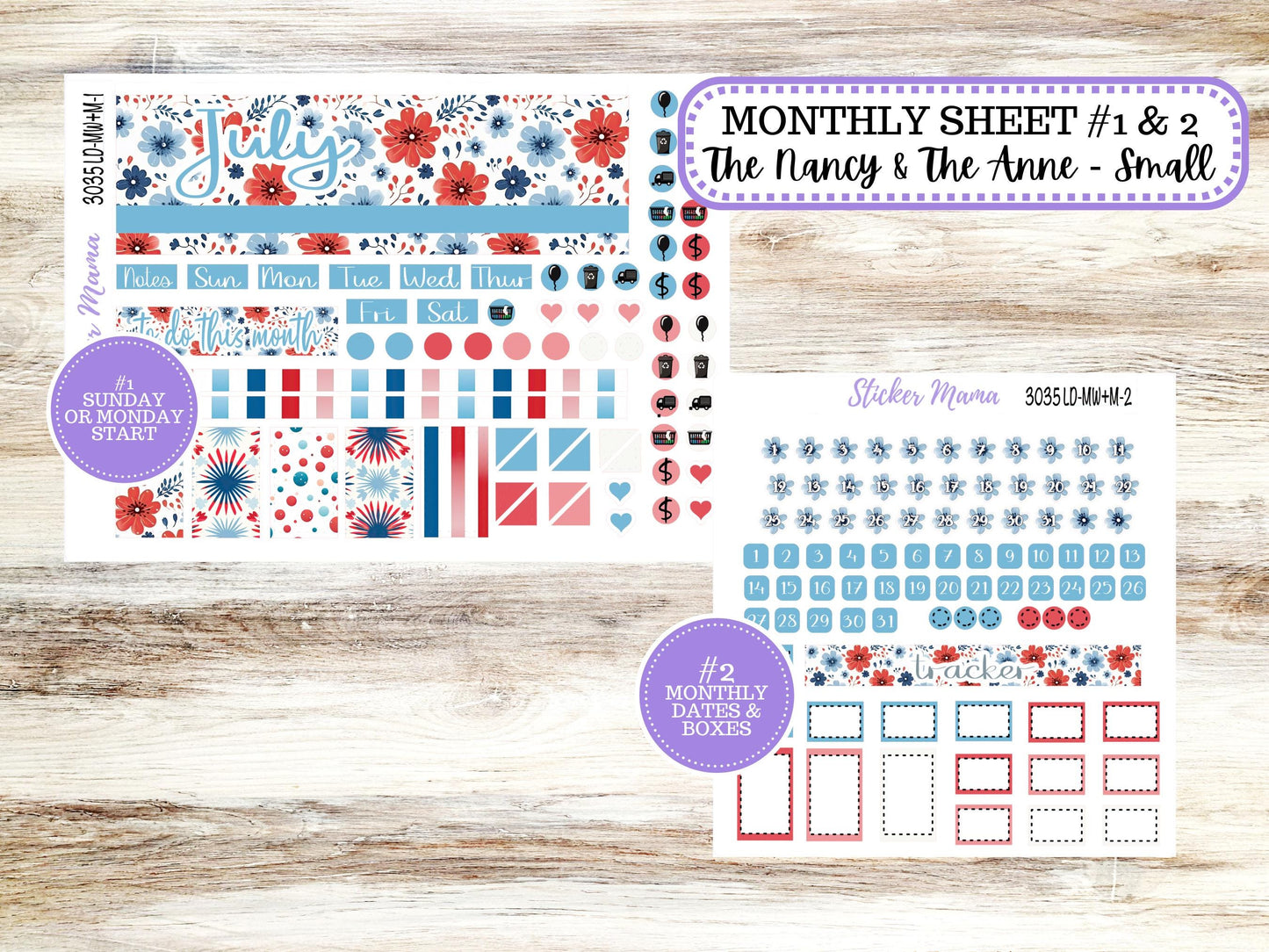 Laurel Denise Small Anne and Nancy Planner Sticker Kit | July American Dream 3035 | 4-26