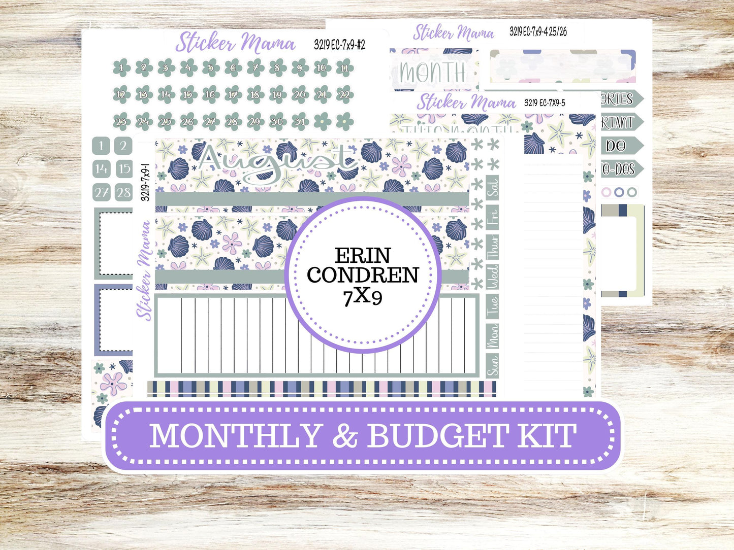 Erin Condren Monthly Kit | 7X9 | August 3219 Tropical Trinkets | 5-26