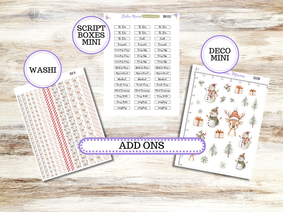 Laurel Denise Small Anne and Nancy Planner Sticker Kit 3210 | December Frosty Friends | 9-26