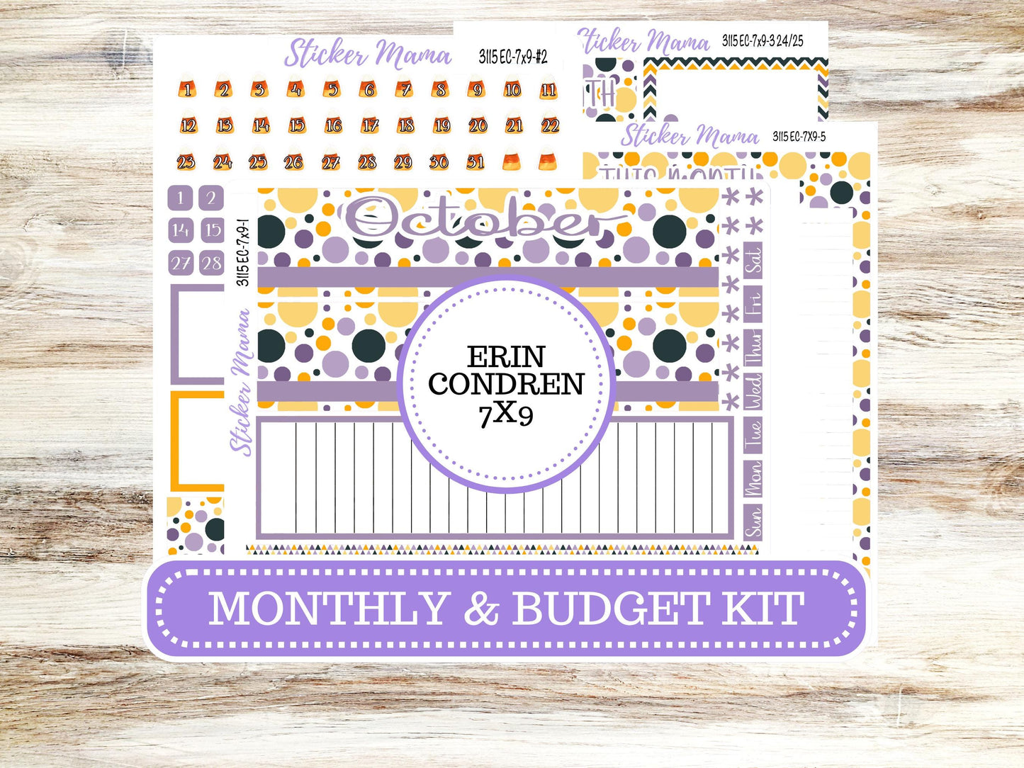 ERIN CONDREN Monthly Kit-3115 || 7X9 || Spooky Palette - 7x9 ec October Monthly Kit - October Monthly Planner Kits -  Monthly Pages