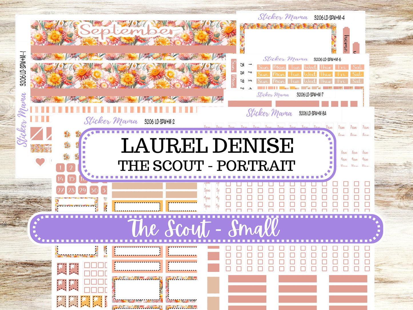 Laurel Denise Small Scout Planner Sticker Kit | Portrait Weekly + Monthly | September 3206 Falling Colors | 6-26