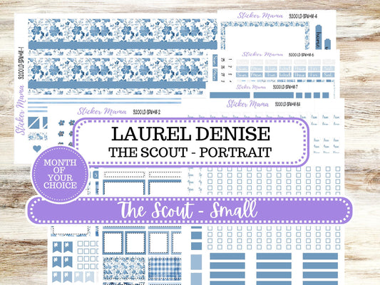LD Small "The Scout" || PORTRAIT Weekly + Monthly Planner Kit #3200 || Blue Blossom || Laurel Denise Kit Portrait  || 12-25