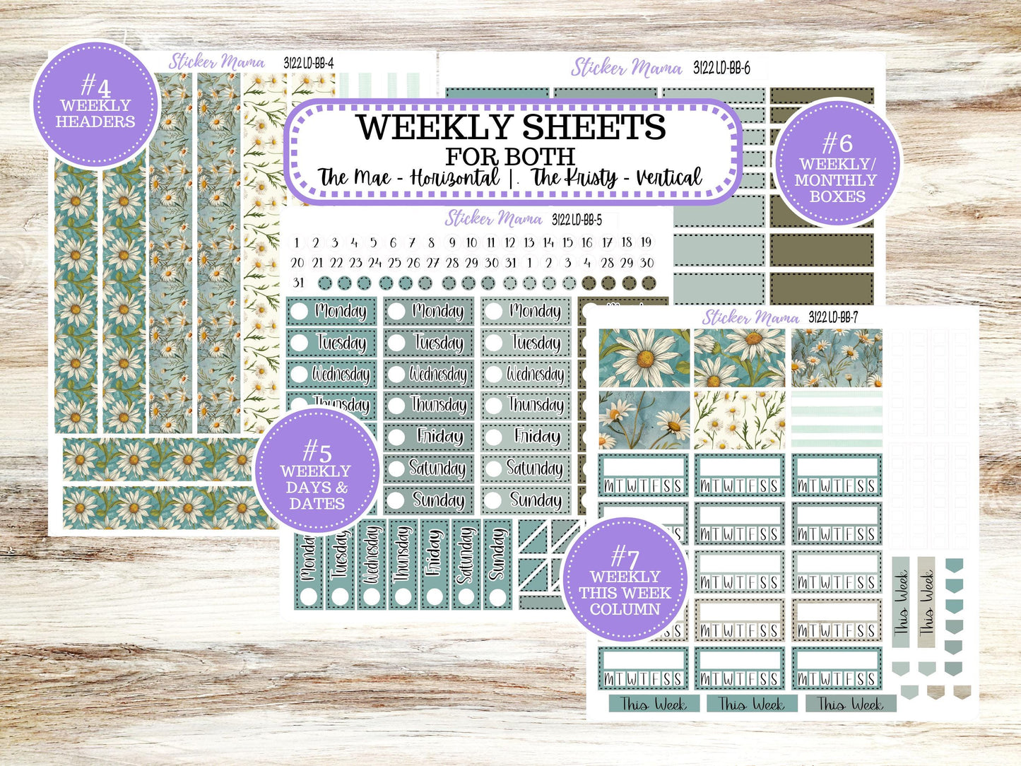 LD BOOK-BOUND Planner Kit #3213 || The Mae || The Kristy || Lucky Blossom || March Laurel Denise Sticker Kit ||  11-25