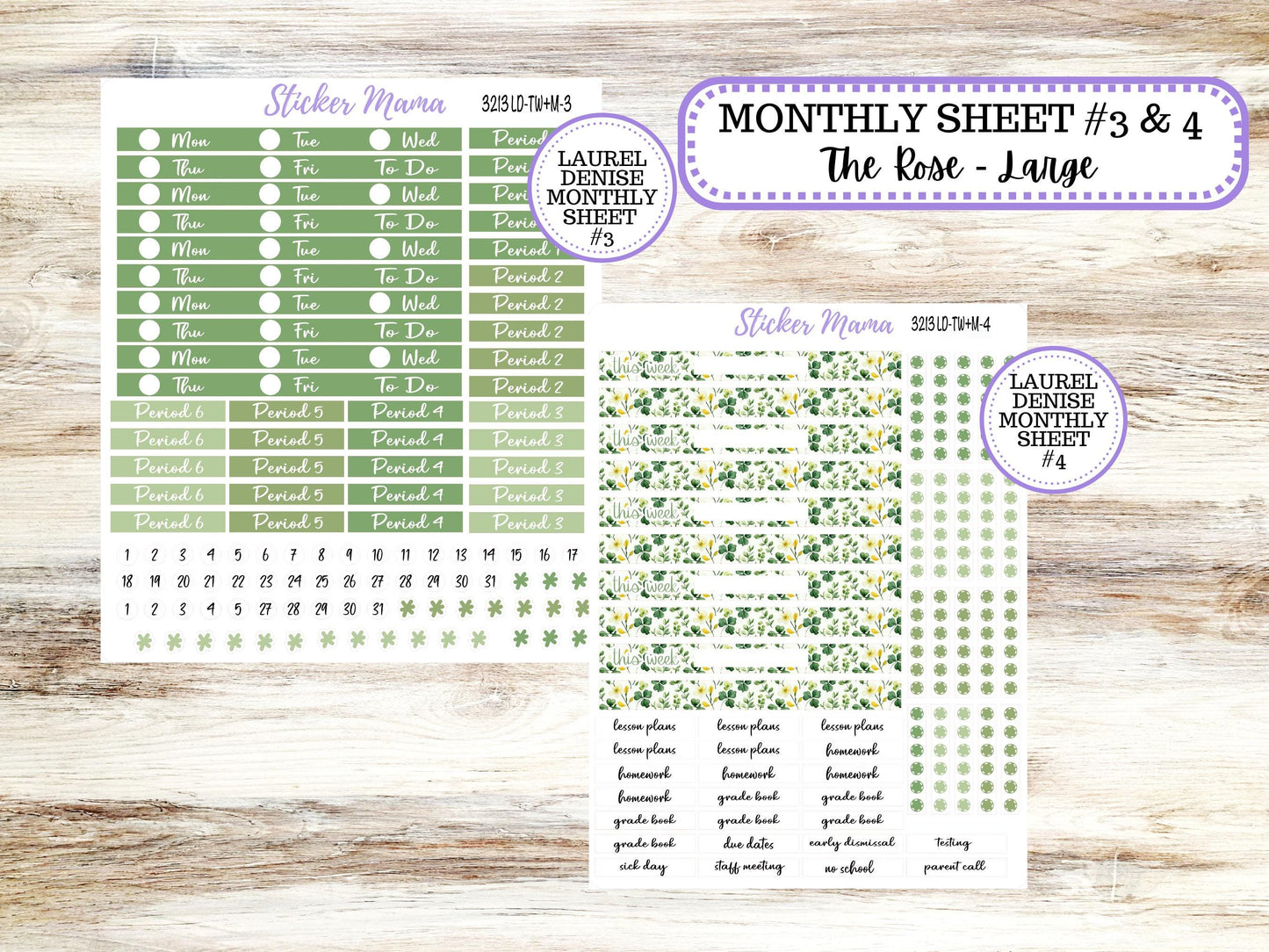 LD "The Valerie" || TEACHER Week + Month Planner Kit #3213 || March Lucky Blossom || Laurel Denise Teacher Planner | 11-25