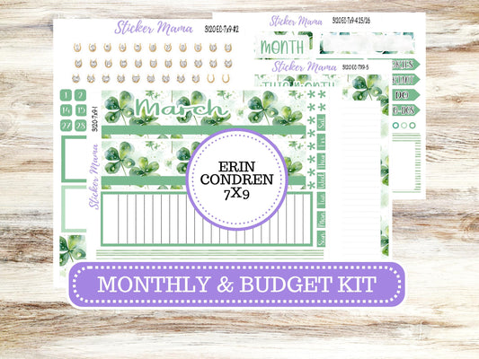 ERIN CONDREN Monthly Kit-3120 || 7X9 || Shamrock Magic - 7x9 ec March Monthly Kit - February Monthly Planner Kits -  Monthly Pages || 11-25