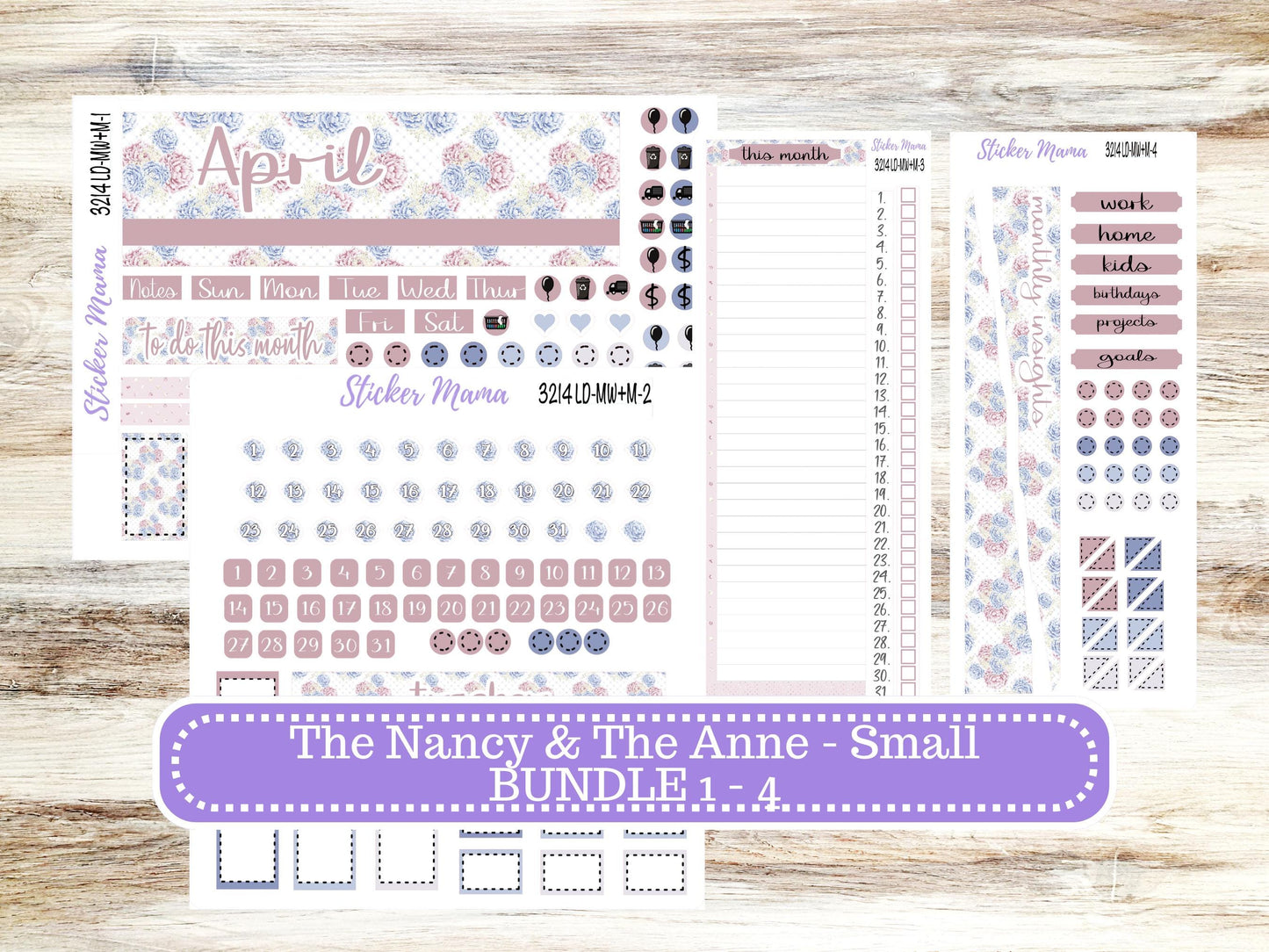 LD SMALL "The Anne" & "The Nancy" || MINI Week + Month Planner Kit #3214 || Horizontal Vertical || April Peony Palace || 12-25