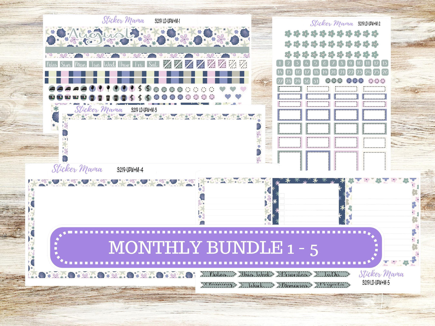 Laurel Denise Jo Planner Sticker Kit | Pop-up Week+Month | August 3219 Tropical Trinkets | 5-26