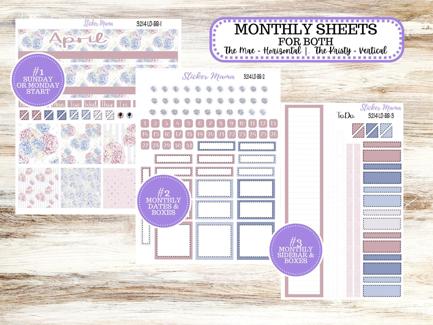 LD BOOK-BOUND Planner Kit #3214 || The Mae || The Kristy || Peony Palace || April Laurel Denise Sticker Kit ||  12-25