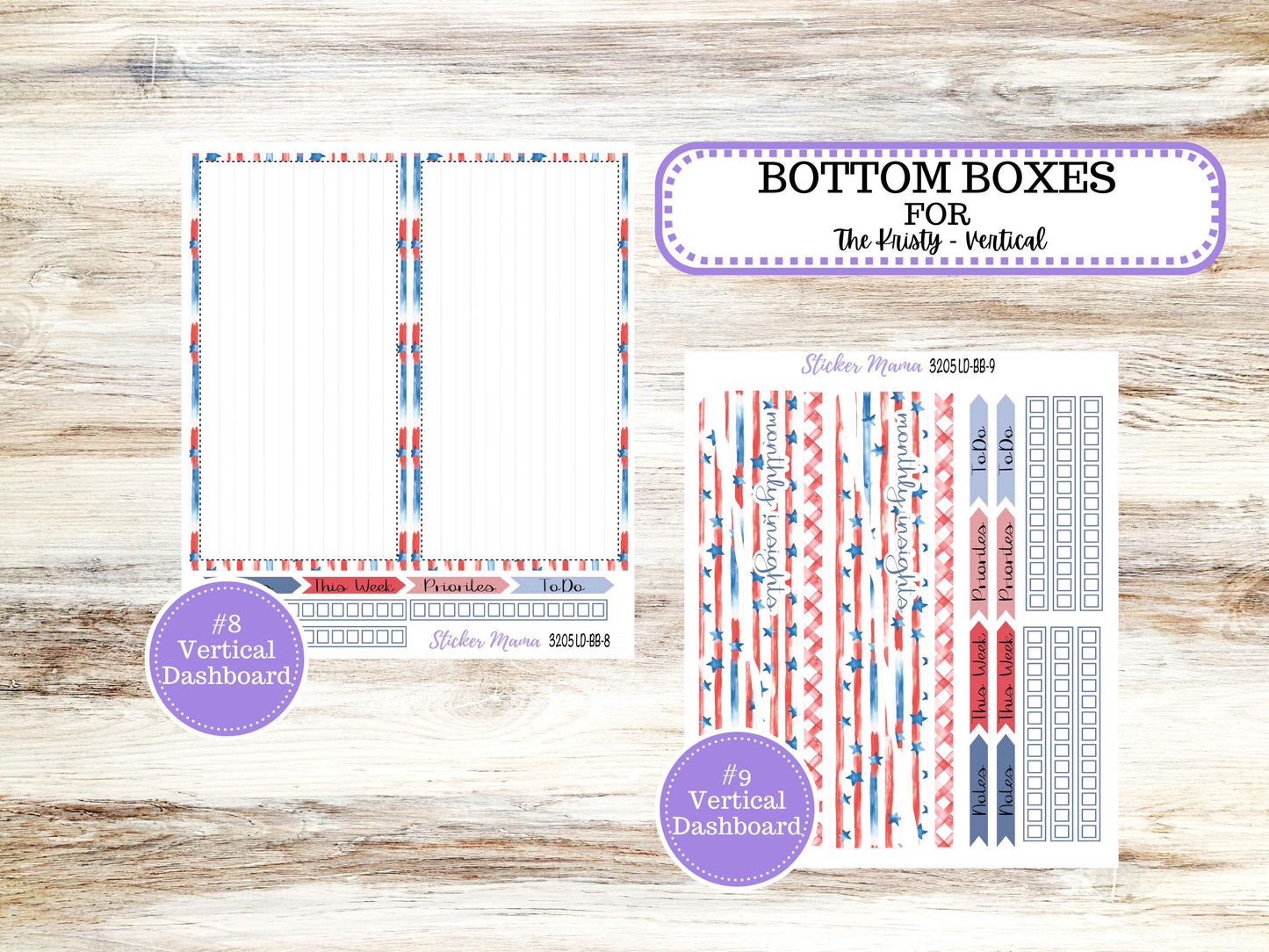 Laurel Denise Mae and Kristy Planner Sticker Kit | Book-Bound | July 3205 Patriotic Festivities