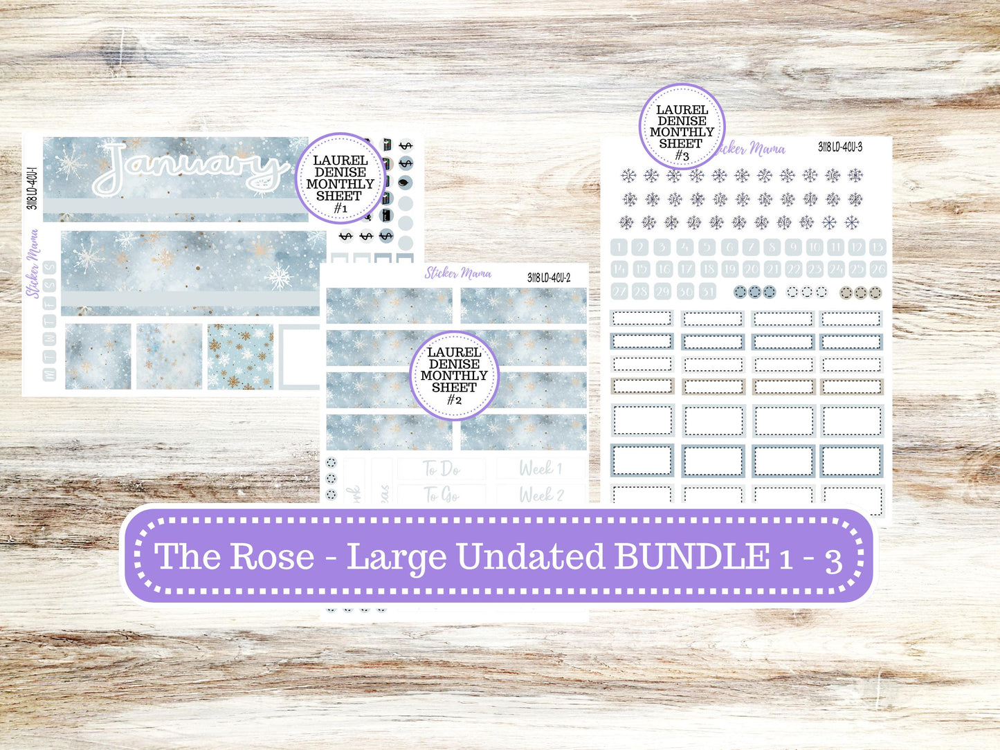 LD "The Rose" - Large Undated Sewn || 4 COLUMN Undated (formerly project undated). Planner Kit #3118 || January || 10-25