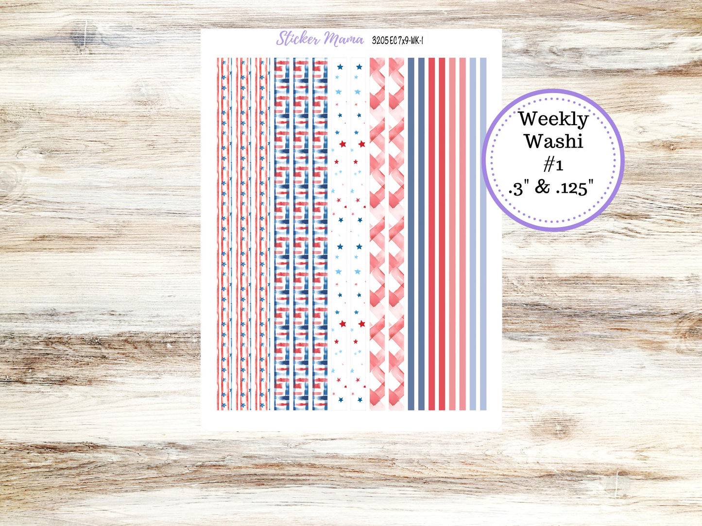 Erin Condren Weekly Planner Kit | Vertical & Hourly Stickers | WK-3205 Patriotic Festivities
