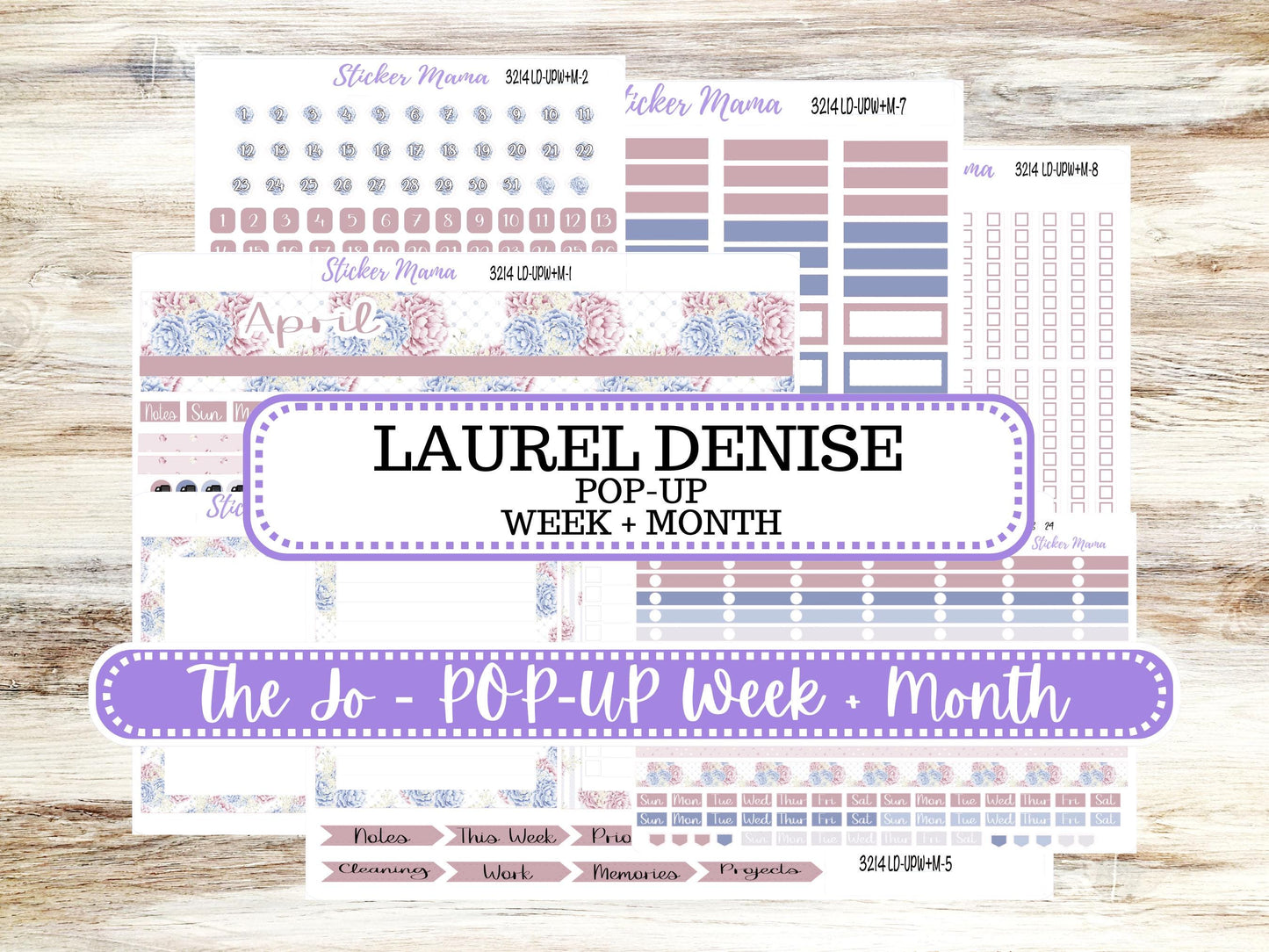 LD POP-UP Week+Month Planner Kit #3214 || The Jo || April Peony Palace || Laurel Denise Kit || Laurel Denise Stickers || 12-25