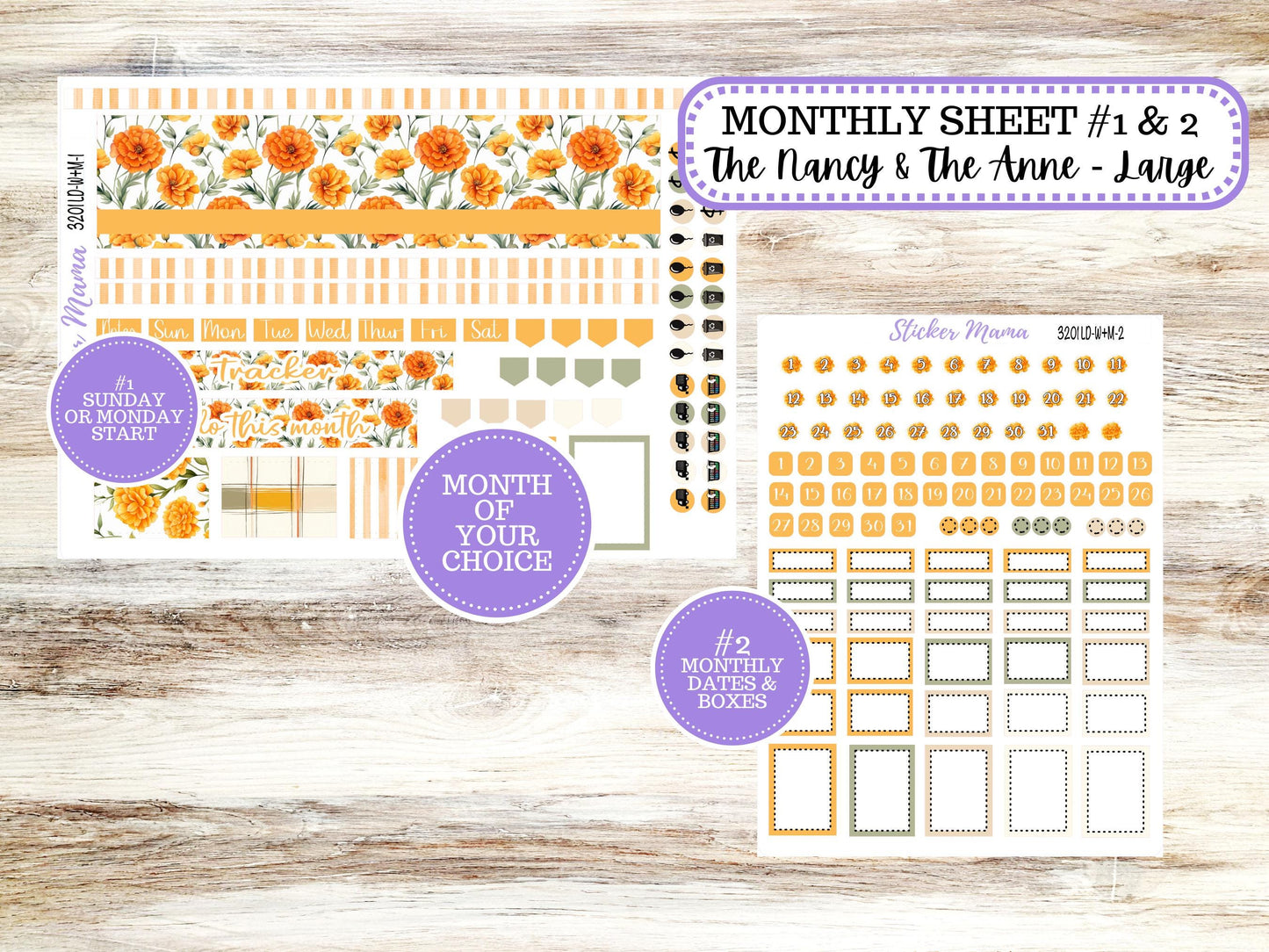 Laurel Denise Large Nancy & Anne Planner Sticker Kit | Vertical Horizontal Week + Month | Month of your Choice 3201 Fall Colors | 5-26