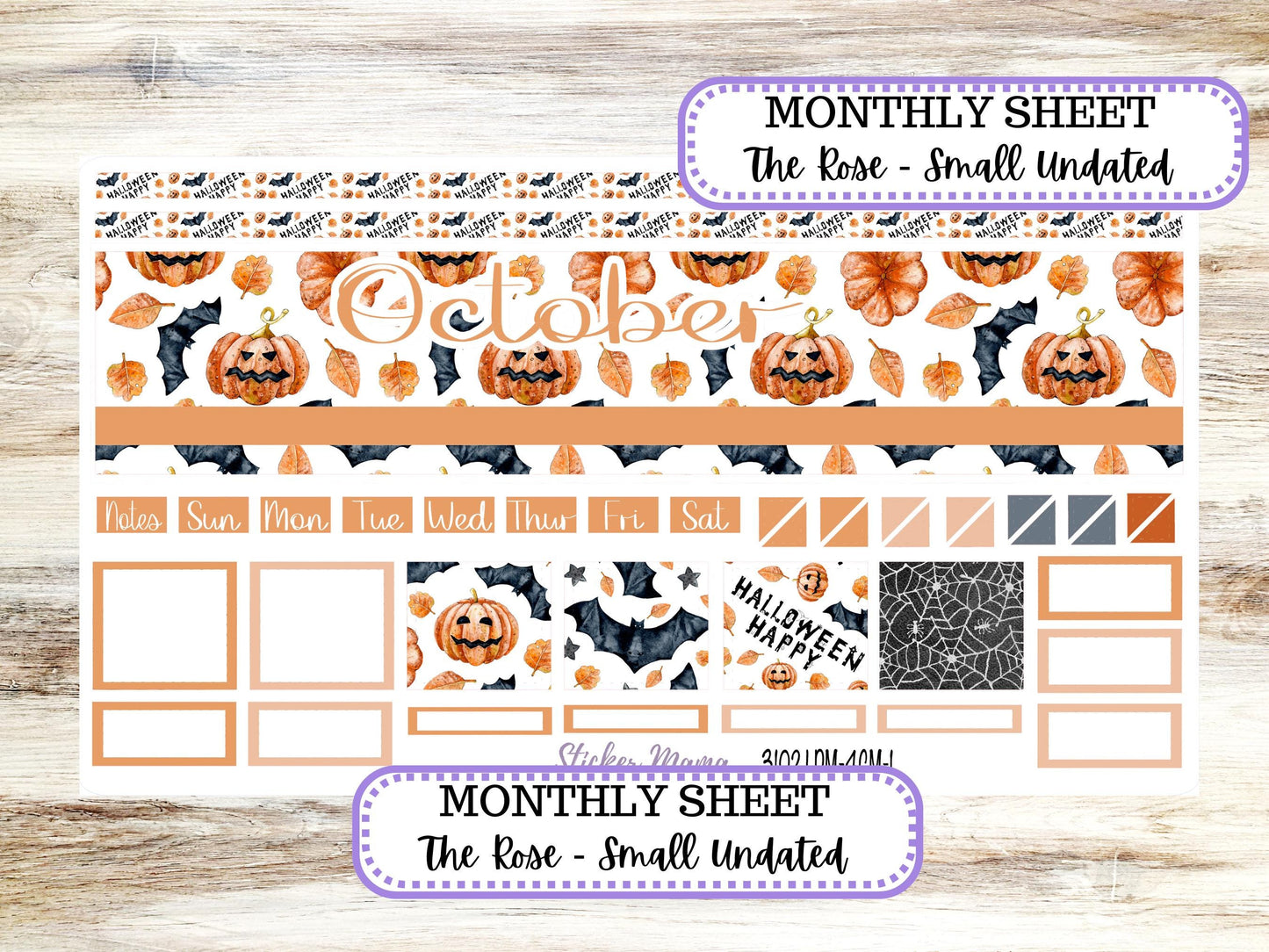 LD "Th Rose" Small || 4 COLUMN Mini (formerly the project mini) Size Planner Kit #3102 || Pumpkin Town || Project Stickers || June 25