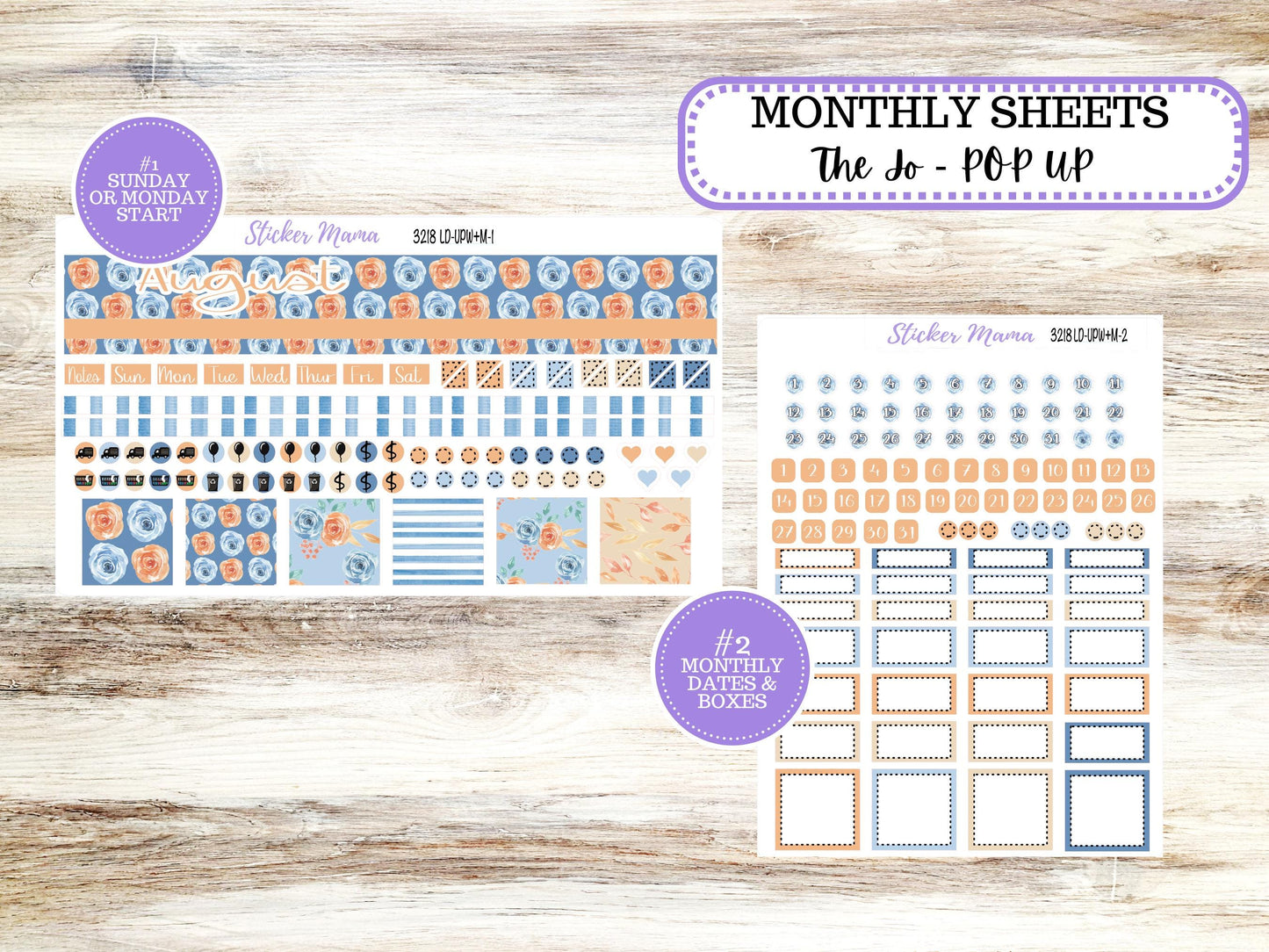 Laurel Denise Jo Planner Sticker Kit | Pop-up Week+Month | August Blossom Breeze 3218 | 5-26