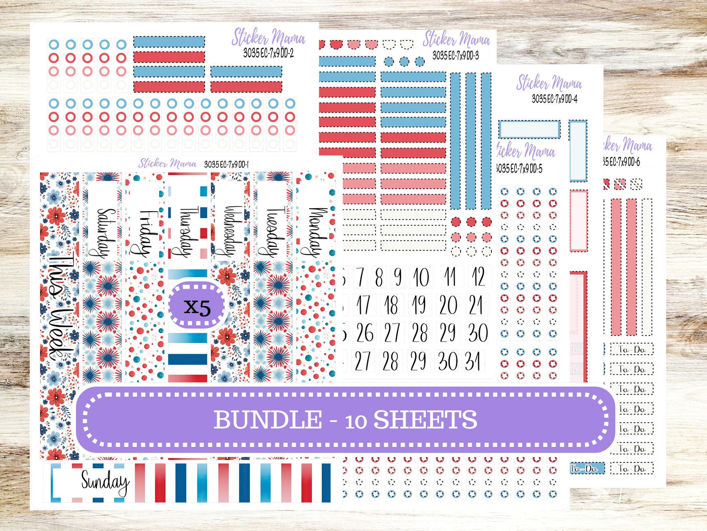Erin Condren Daily Duo Planner Sticker Kit | 3035 American Dream