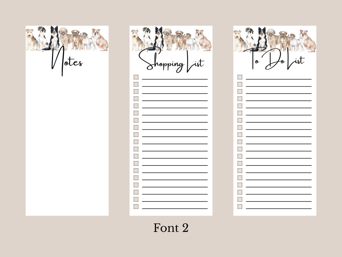 Furry Friends  - Dog Notepads | Set of Three | 3.5 x 8 | To Do List | Shopping List | Notes