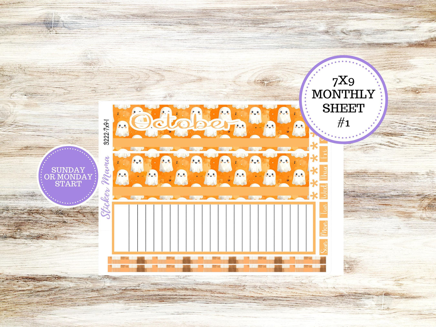 Erin Condren Monthly  Kit  7X9 | 3222 Cozy Ghost Stickers  | October