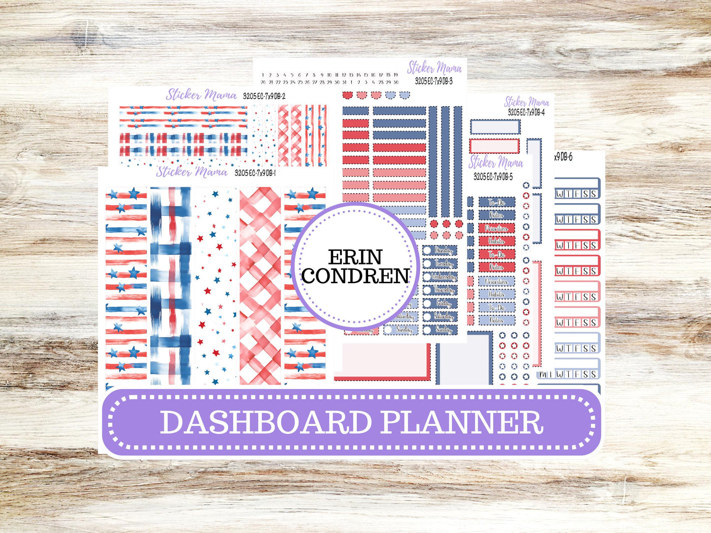 Erin Condren Dashboard Planner Sticker | Kit DB-3205 Patriotic Festivities