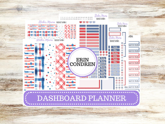 Erin Condren Dashboard Planner Sticker | Kit DB-3205 Patriotic Festivities