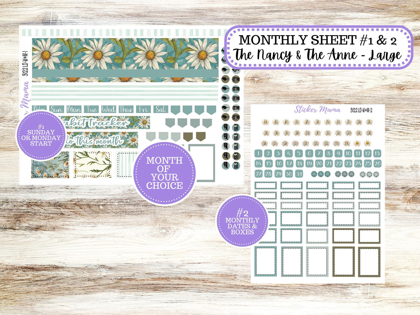LD “The Nancy & Anne” Large || Week + Month PLANNER Monthly Kit #3122 || Horizontal Vertical Kit || Vintage Bloom || 11-25