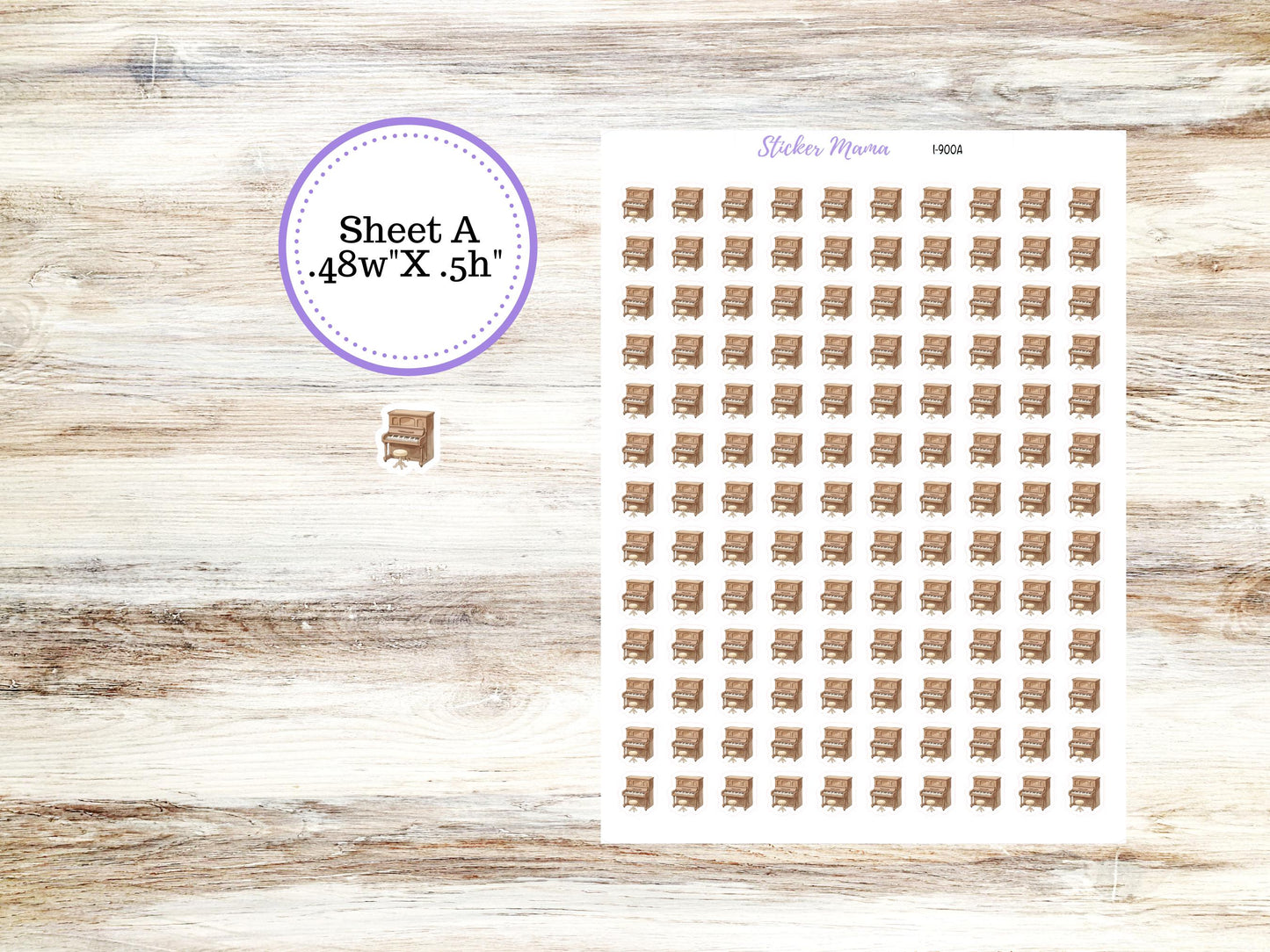 Piano Planner Stickers I-900 (.3, or .5,) | Piano Practice Stickers | Music