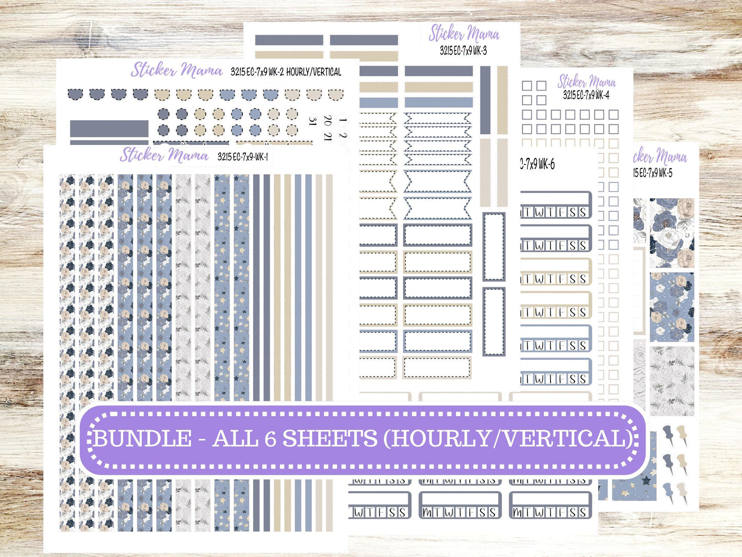 Erin Condren Weekly Planner Kit | Vertical & Hourly Stickers | WK-3215 Charming Roses