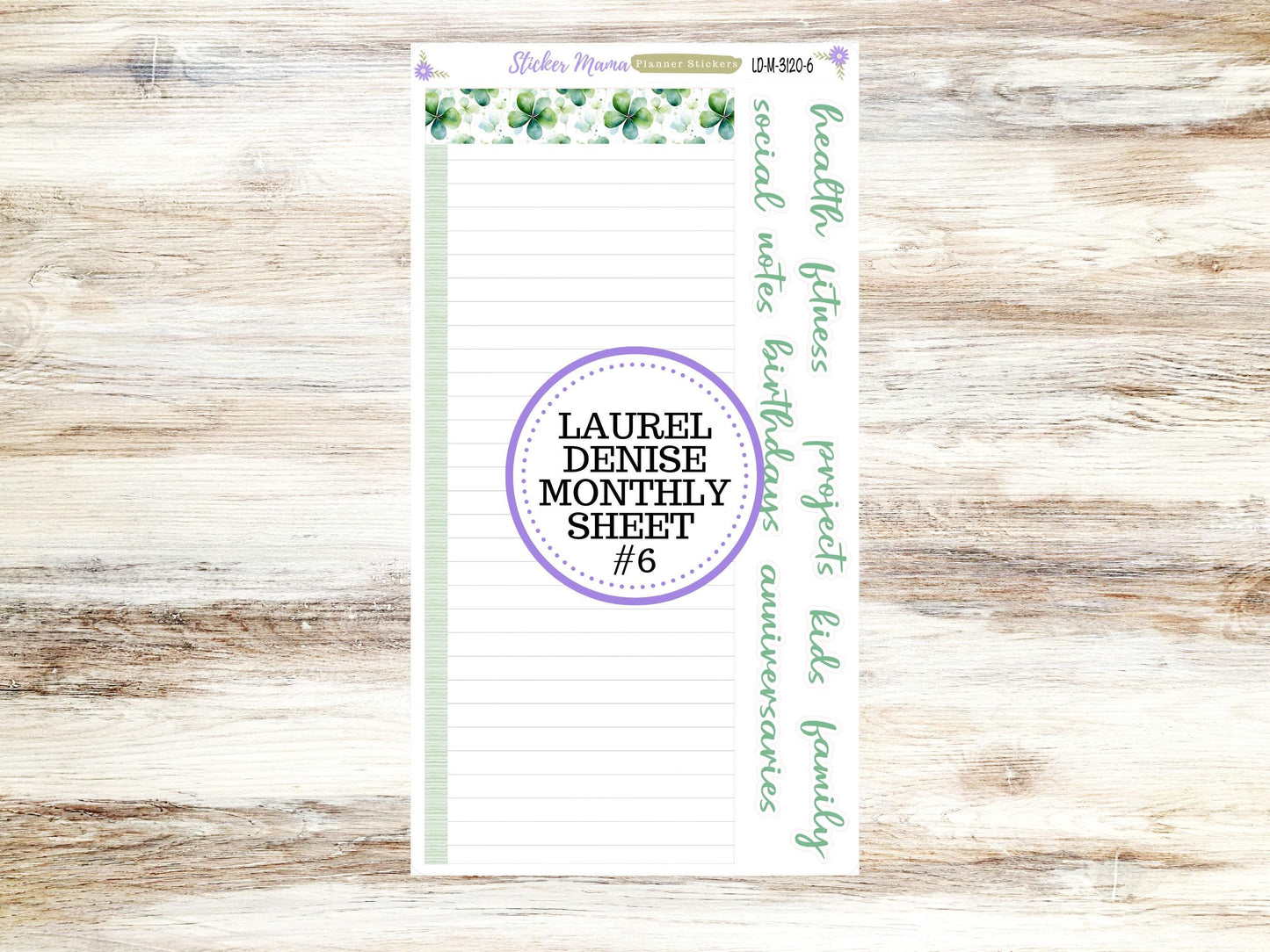 LAUREL DENISE PLANNER Monthly Kit #3120 || Laurel Denise Kit || Laurel Denise Stickers || Ld Horizontal Vertical || Shamrock Magic