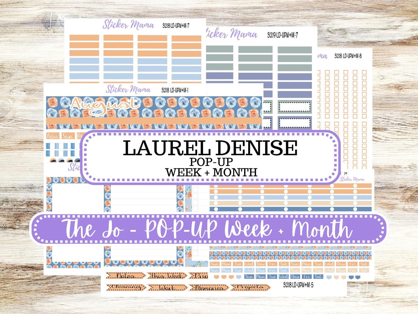 Laurel Denise Jo Planner Sticker Kit | Pop-up Week+Month | August Blossom Breeze 3218 | 5-26