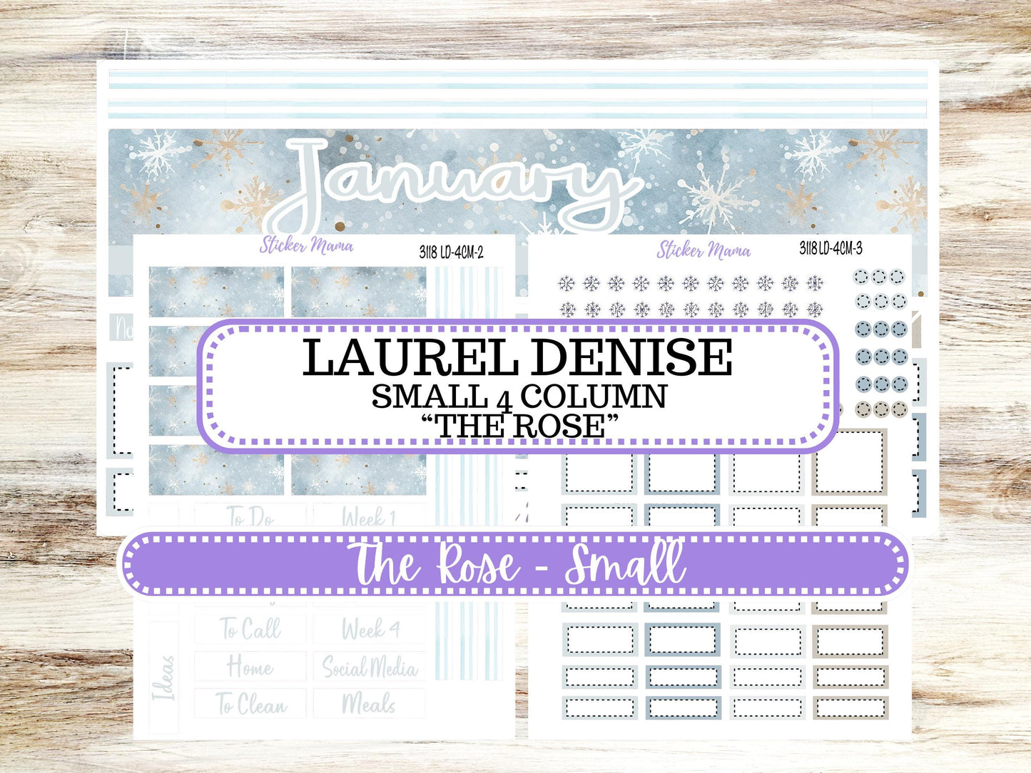 LD "Th Rose" Small || 4 COLUMN Mini (formerly the project mini) Size Planner Kit #3118 || January || Project Stickers || 10-25